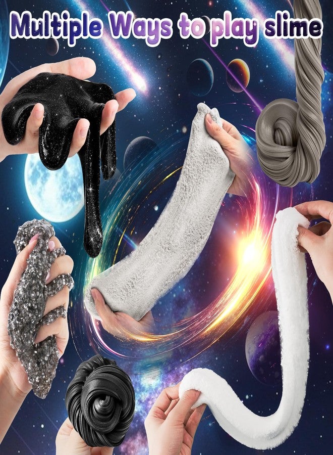 LAWOHO 6 Pack Galaxy Slime Kit for Kids- Cloud, Butter & Clear Slimes with Space Add-ins, 360ml Black Slime for Boys Girls, Kids Slime Kits for Easter Christmas Halloween Birthday, Space Party Favors - Image 4